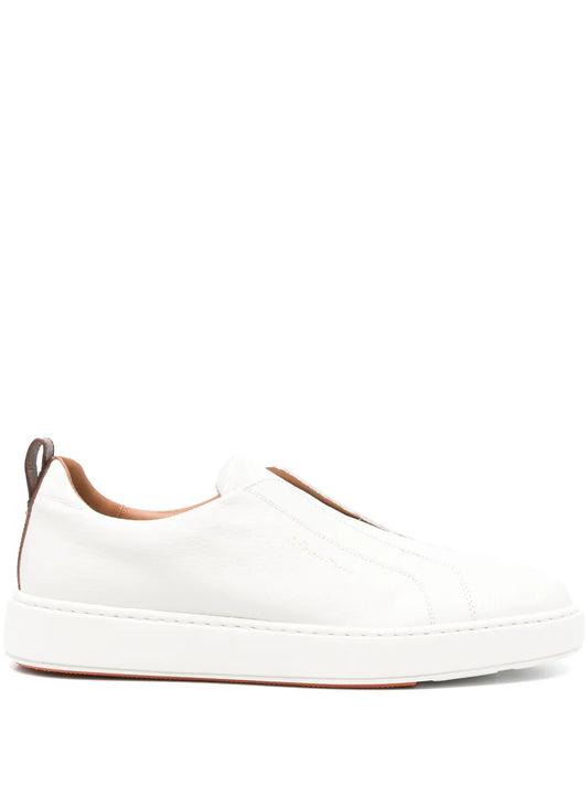 Santoni logo-print leather sneakers