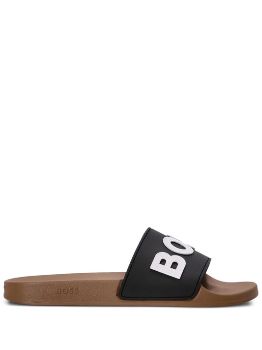 BOSS logo-embossed slides 