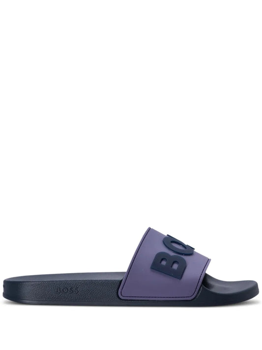 BOSS logo-embossed slides 