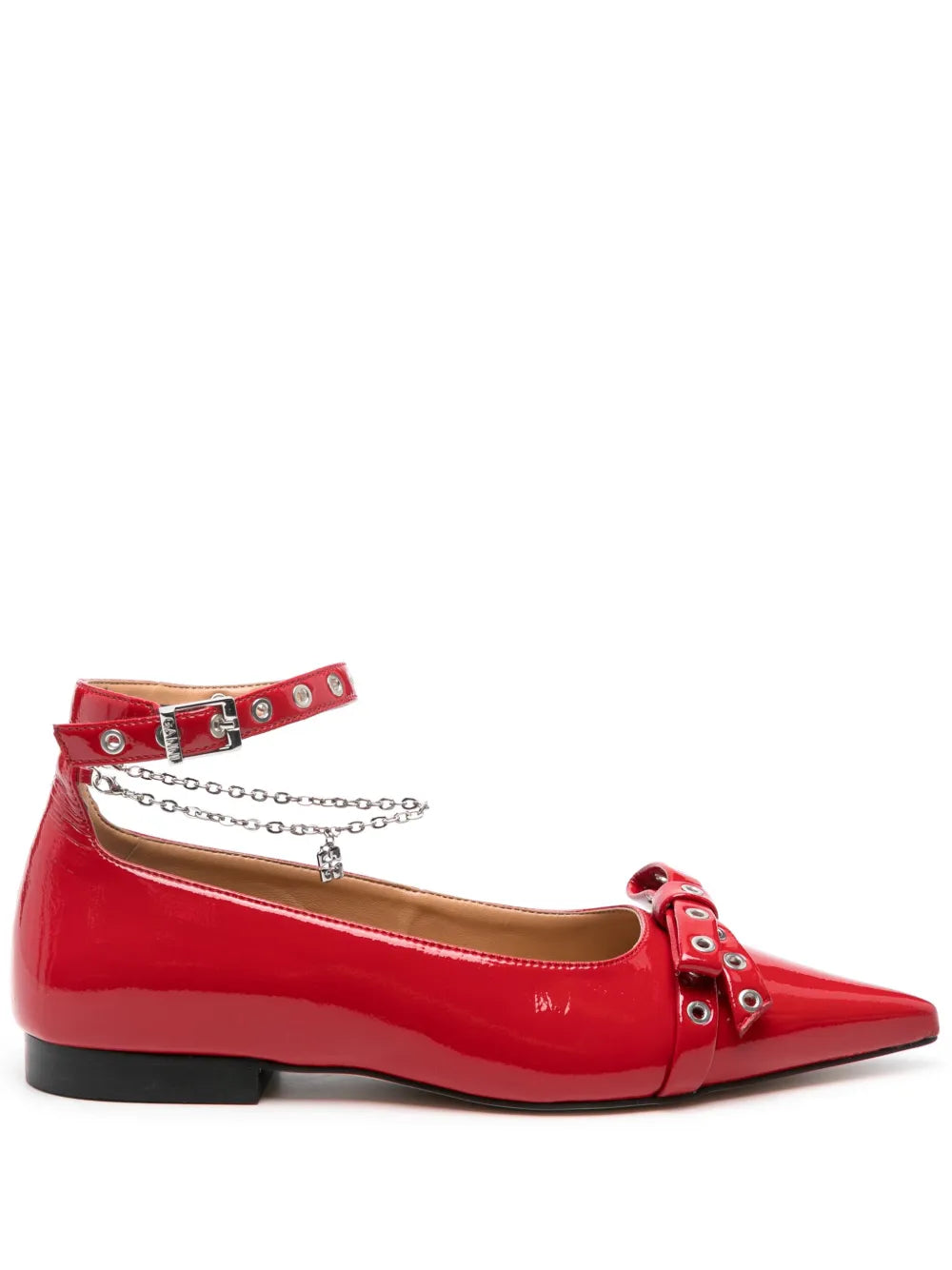 GANNI bow-detail ballet flats