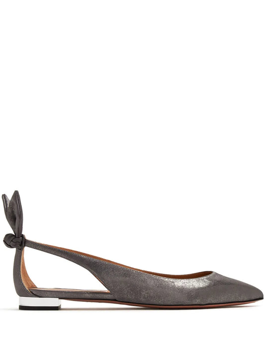 Aquazzura Bow Tie leather ballerina shoes 
