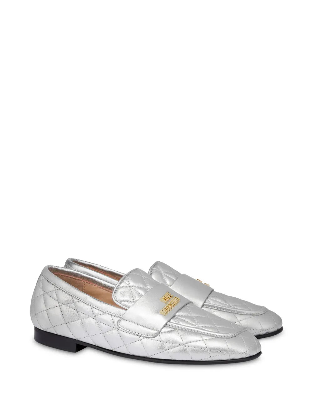 Love Moschino logo-lettering quilted leather loafers