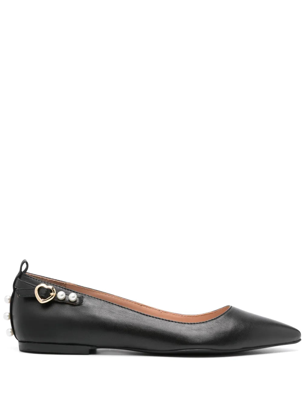 Love Moschino faux-pearl detail ballet flats