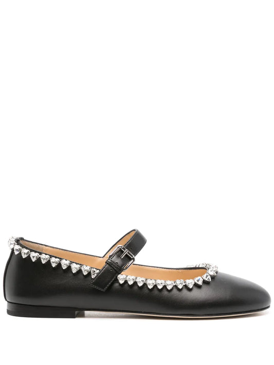 MACH & MACH crystal-detailed leather ballerinas