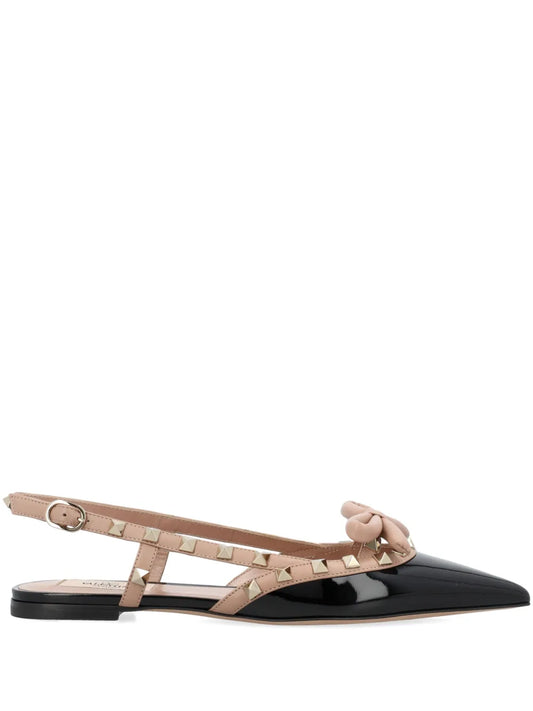 Valentino Garavani Rockstud bow slingback ballerina shoes