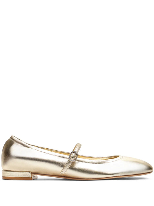 Stuart Weitzman Claris crystal-embellished leather ballerina shoes