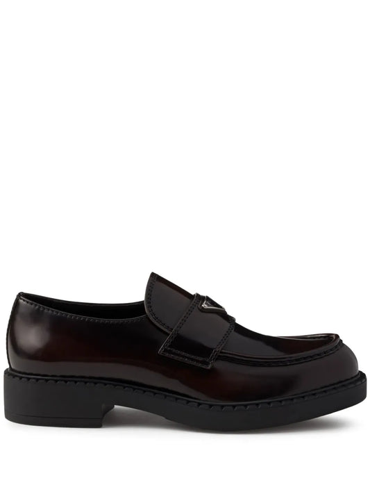 Prada logo-plaque leather loafers