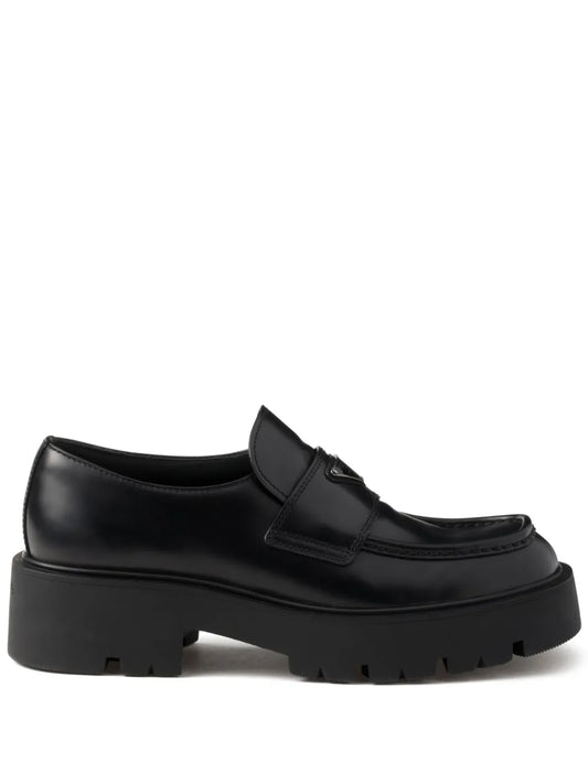 Prada brushed leather loafers