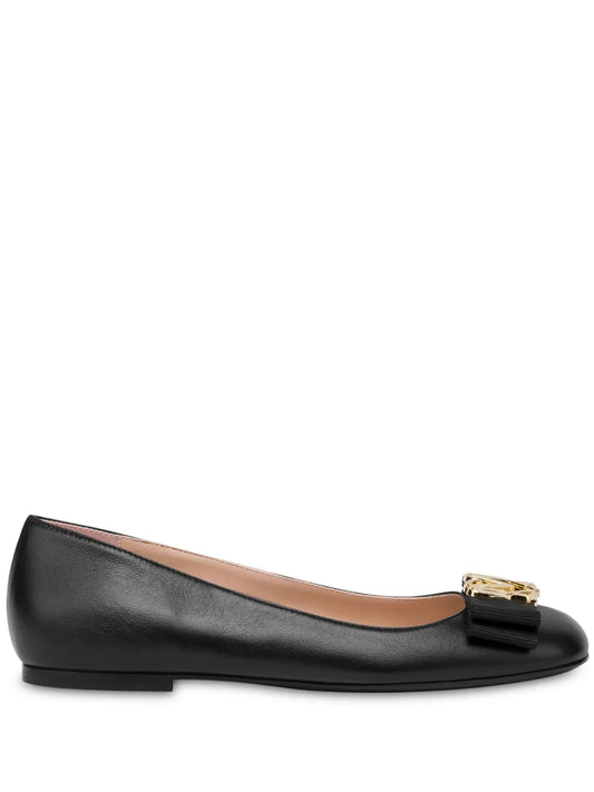 Love Moschino bow-detail leather ballerinas
