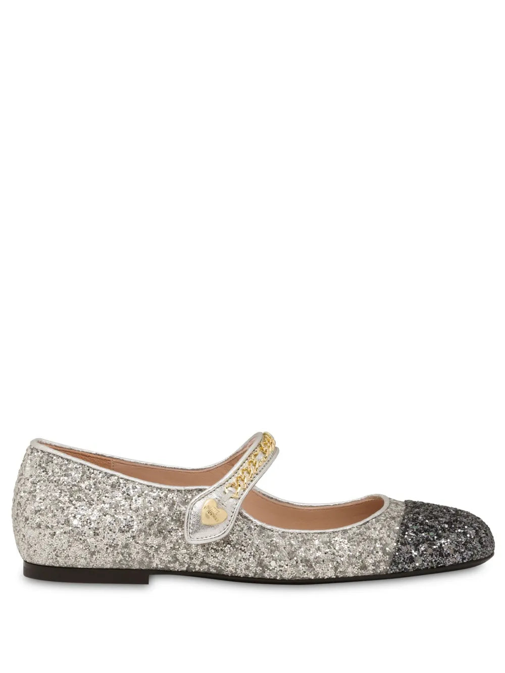 Love Moschino glitter-detail two-tone ballerinas 