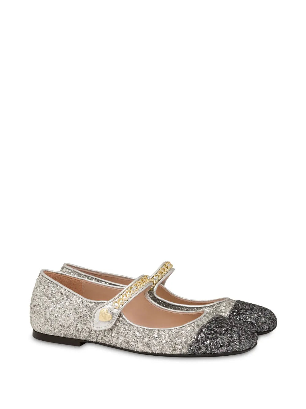 Love Moschino glitter-detail two-tone ballerinas 