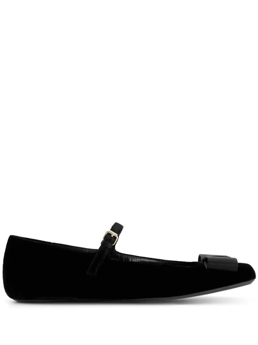 Giambattista Valli bow-embellished velvet ballerina shoes
