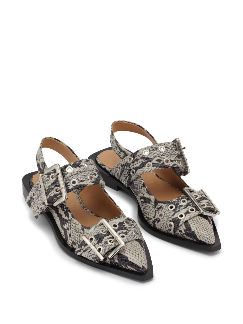 GANNI snake-print ballerina shoes