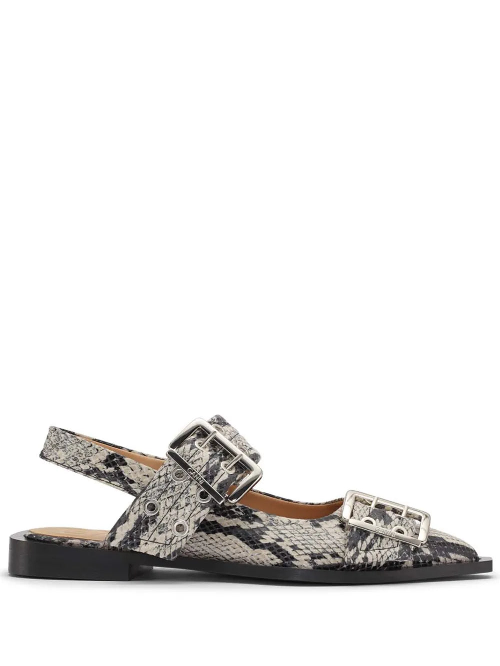 GANNI snake-print ballerina shoes