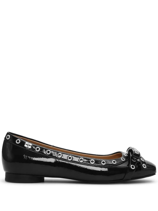 GANNI eyelet-detail bow ballerina shoes