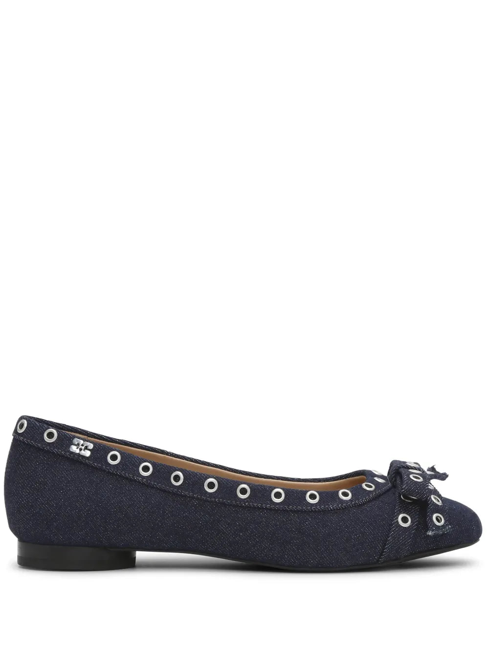 GANNI eyelet detailing denim ballerina shoes