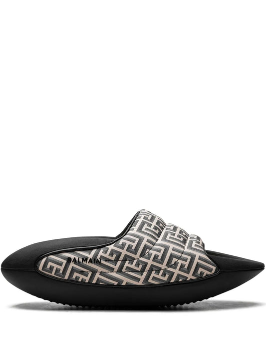 Balmain B-It padded "Monogram Print" slides 