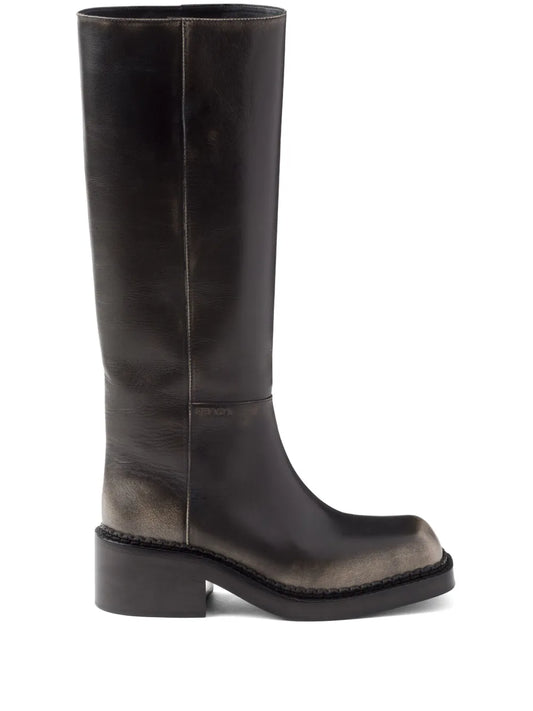 Prada aged effect 55mm leather boots