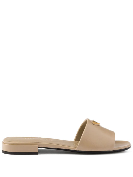 Prada Saffiano patent-leather slides