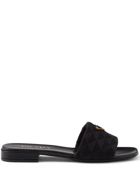 Prada embroidered slides