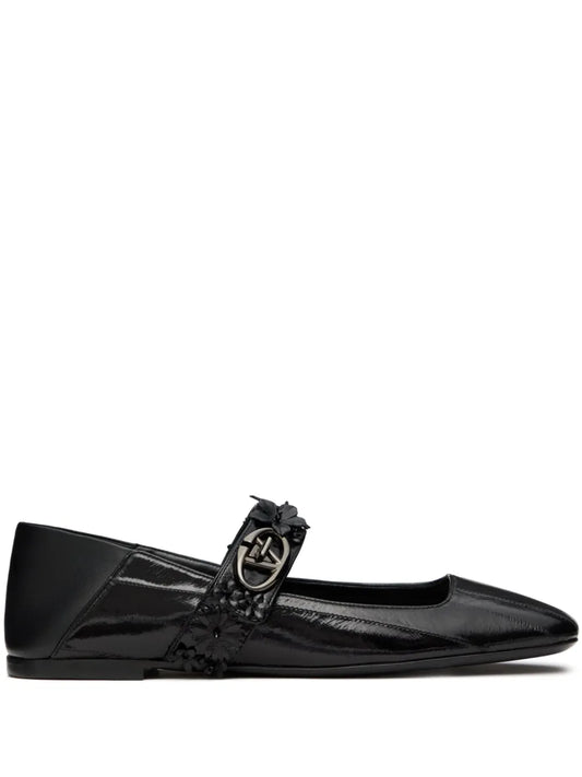 Valentino Garavani Floral-appliqué ballerinas 