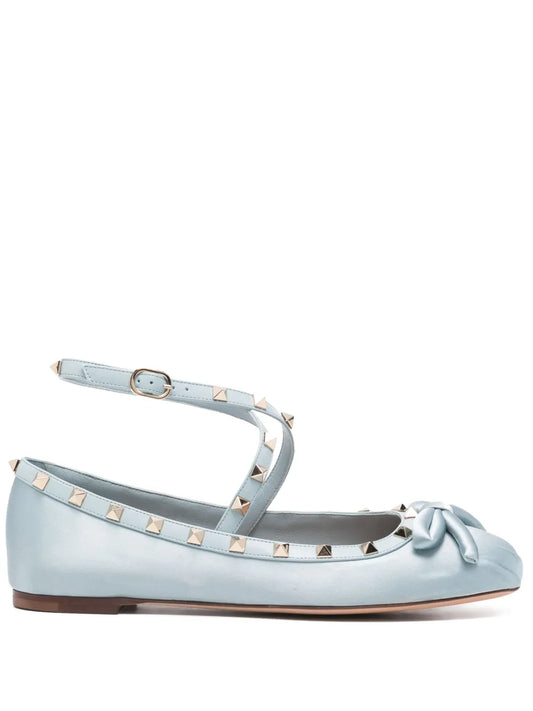 Valentino Garavani Rockstud-embellished satin ballet flats