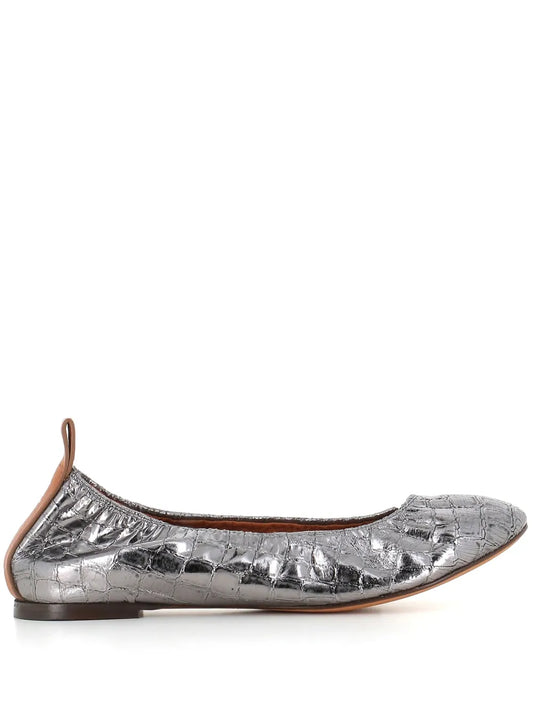 Lanvin metallic-effect leather ballerina shoes