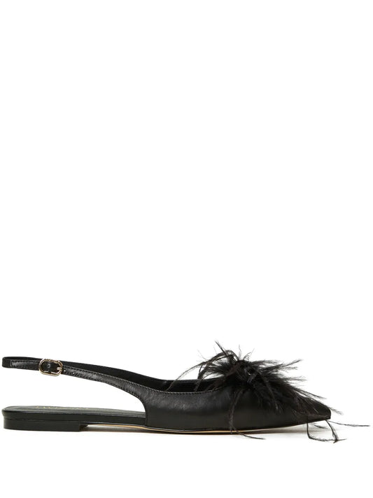 TWINSET feather-detail slingback ballet flats 