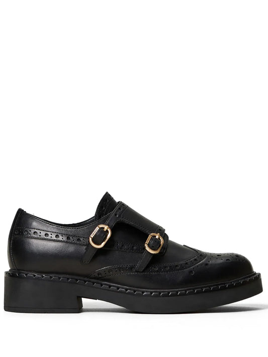 TWINSET double-strap leather oxford shoes