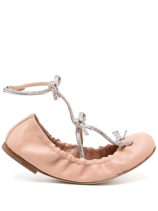René Caovilla Caterina leather ballerina shoes