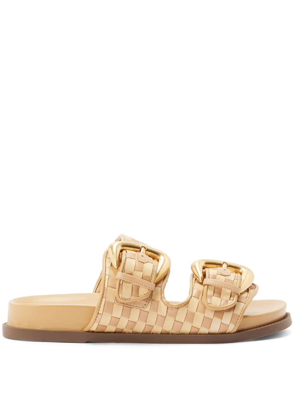 Schutz buckled woven slides