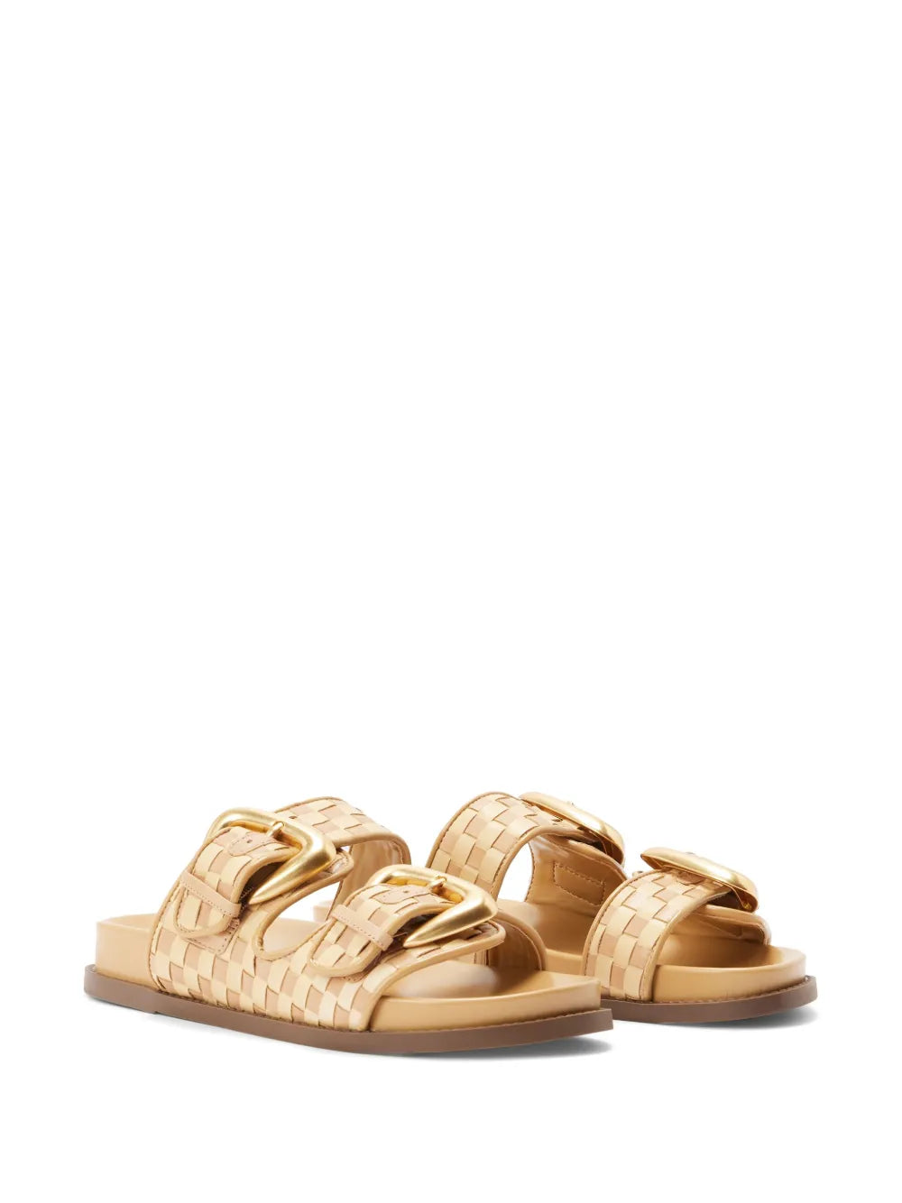Schutz buckled woven slides