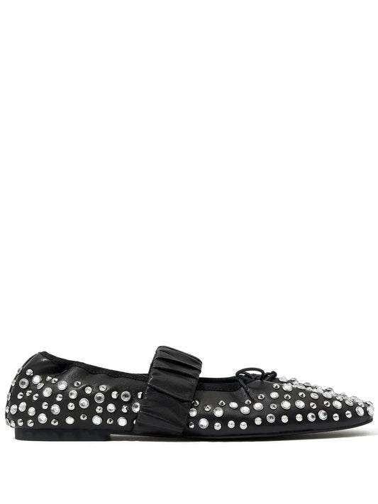 Bimba y Lola stud-embellished leather ballerina shoes