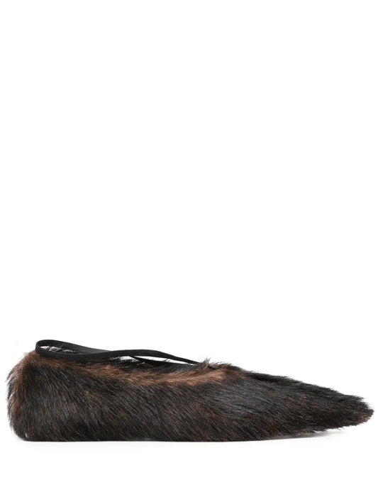 Plan C fur ballet flats