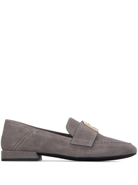 Furla plaque suede loafers