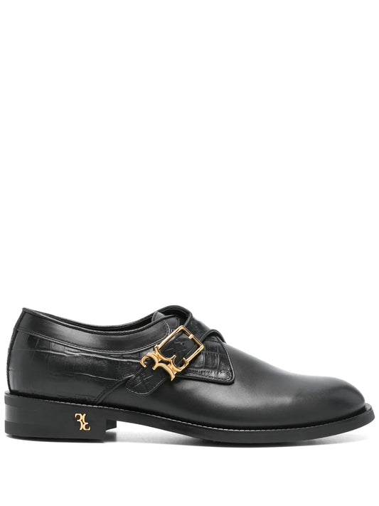 Billionaire croc-effect panel Derby shoes