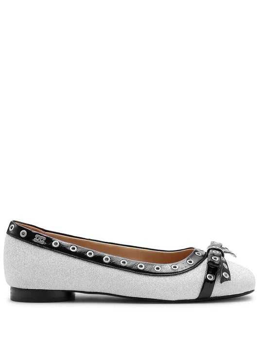 GANNI glitter eyelet detailing ballerina shoes