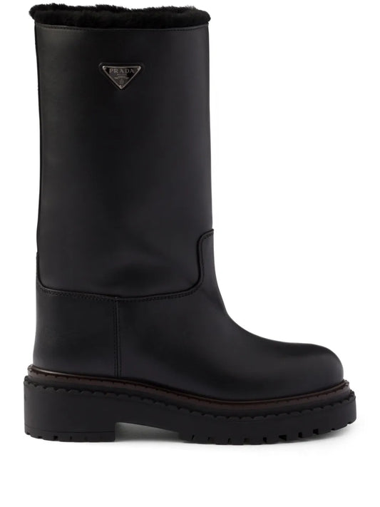 Prada shearling leather boots