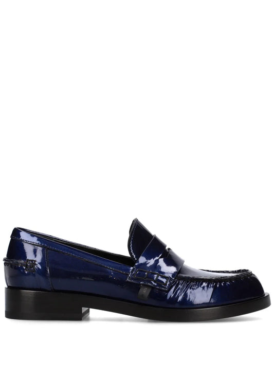 Premiata patent navy blue loafers 
