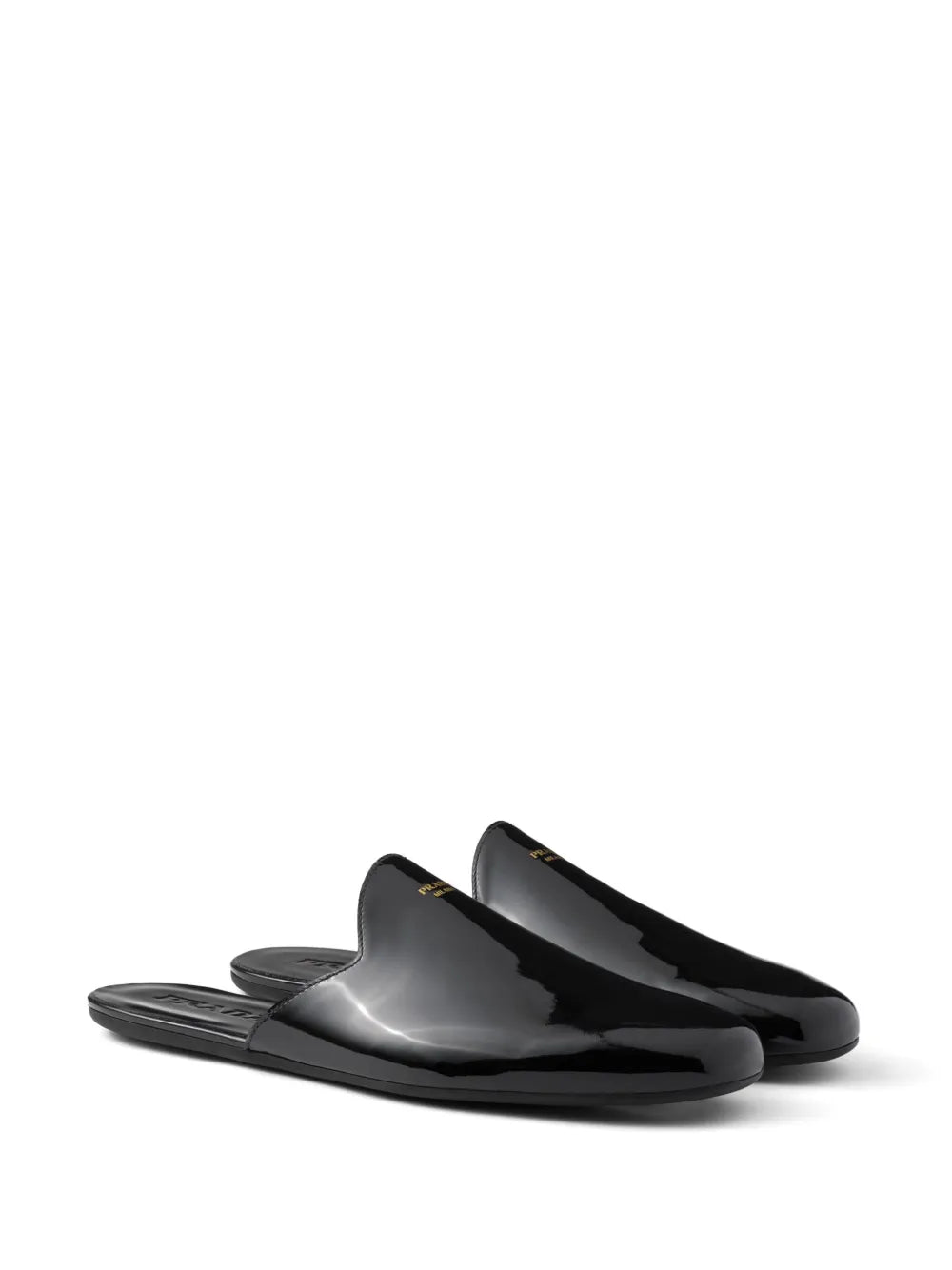 Prada open-back patent-leather slippers