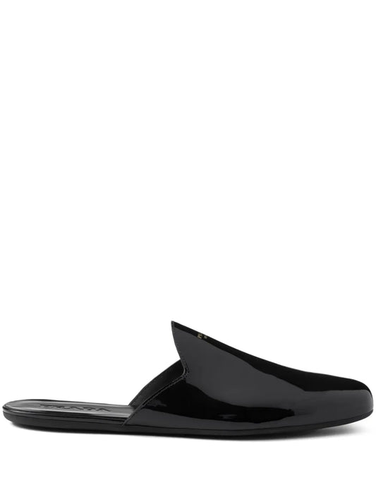 Prada open-back patent-leather slippers