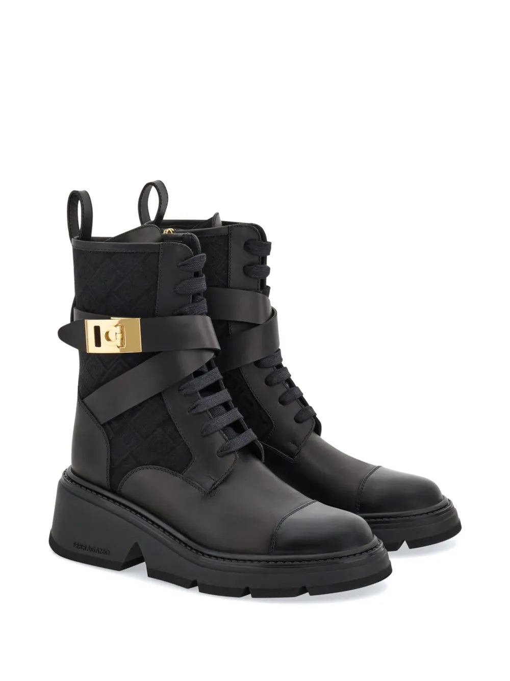 Ferragamo Monogram combat boots