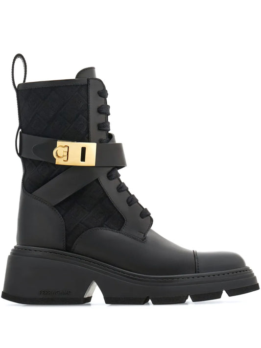 Ferragamo Monogram combat boots