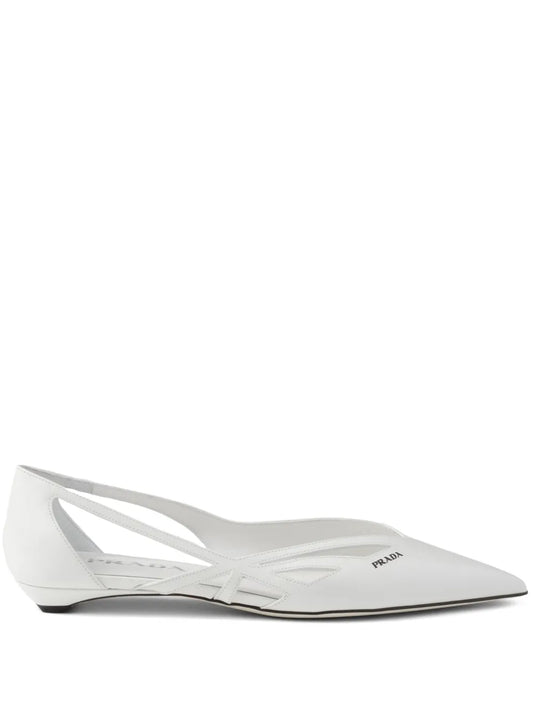 Prada leather cut-out ballerina shoes 