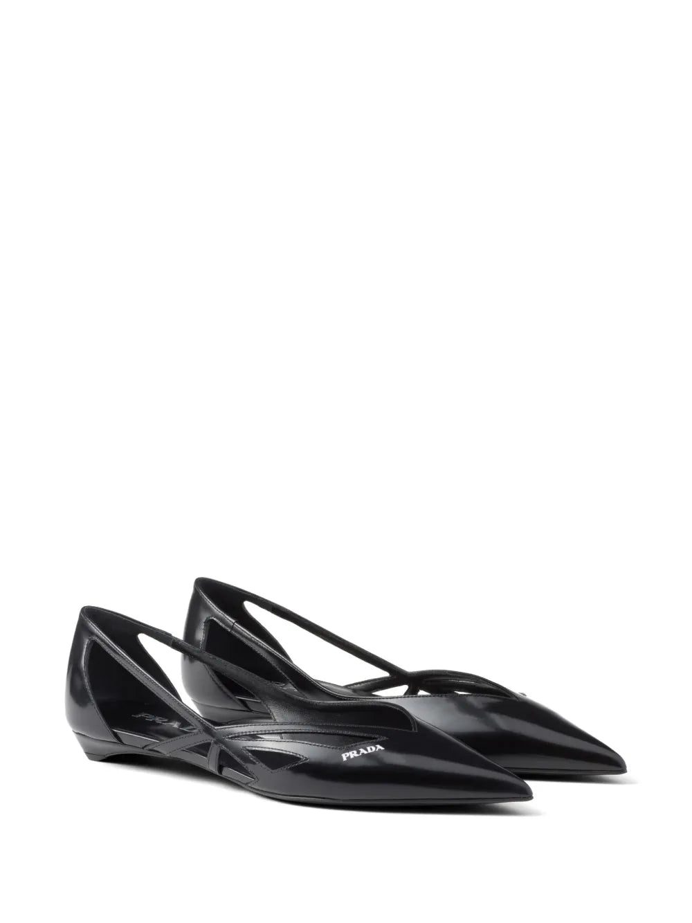 Prada leather cut-out ballerinas