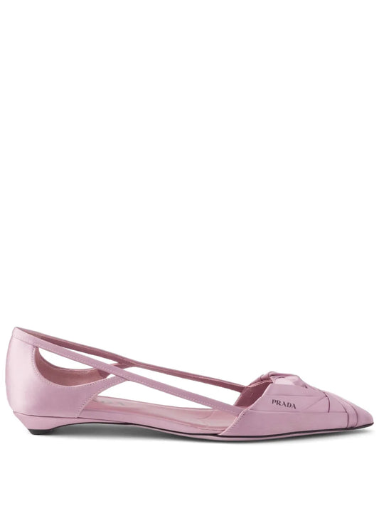 Prada Satin-finish cut-out ballerinas