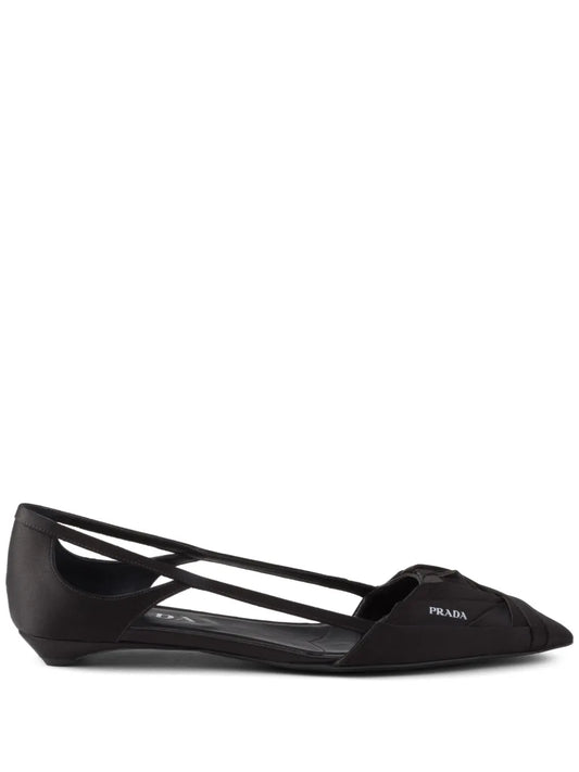 Prada satin-finish cut-out ballerina shoes 