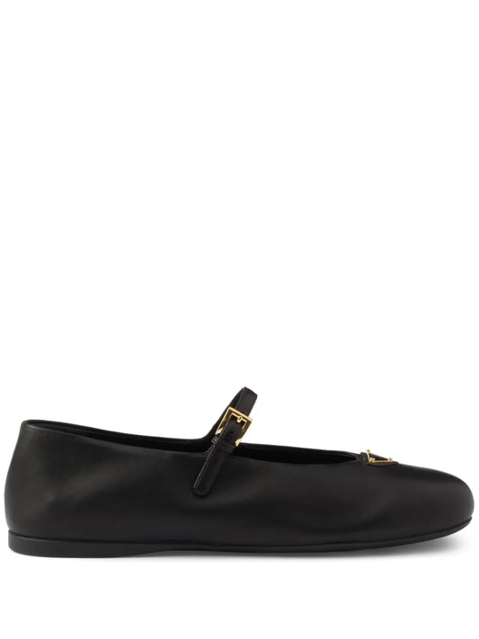 Prada enamel logo ballerina shoes