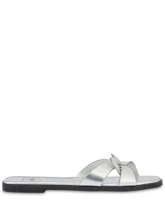 Love Moschino metallic-leather slides
