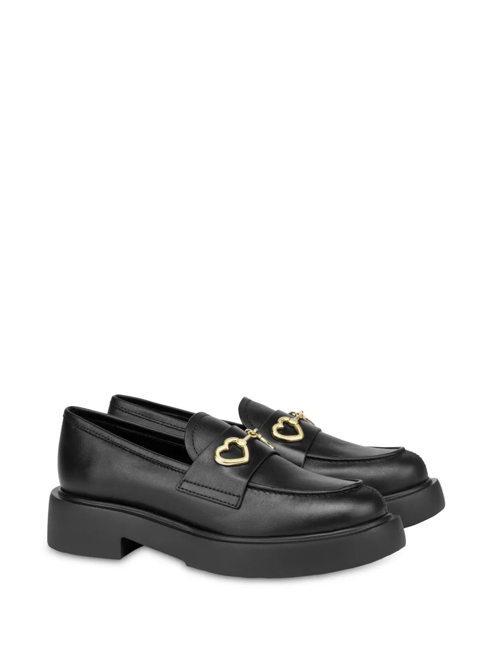 Love Moschino heart-charm leather loafers